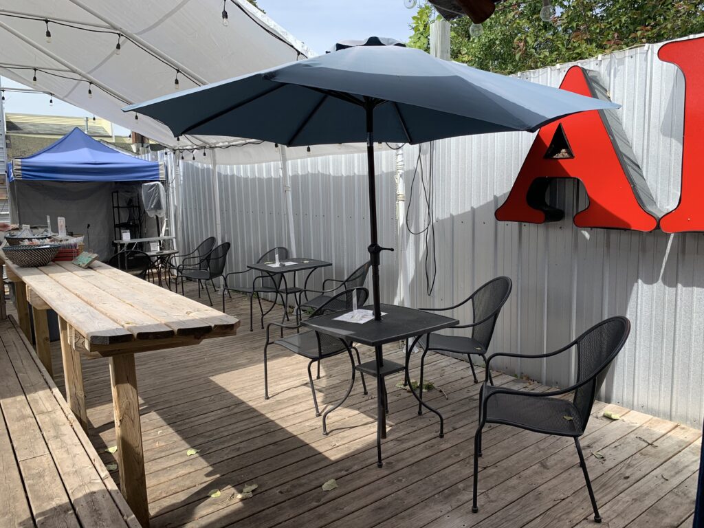 Outdoor seating at ArtBar on Madeline Island