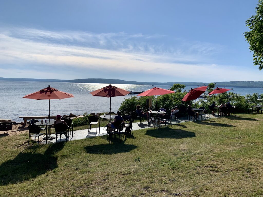 outdoor seating at The Beach Club, Lapointe, WI